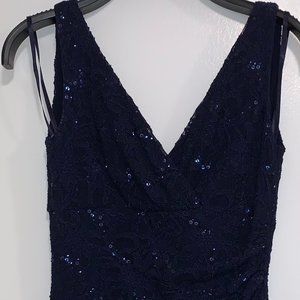 Surplice Wrap Sequin and Lace Dress